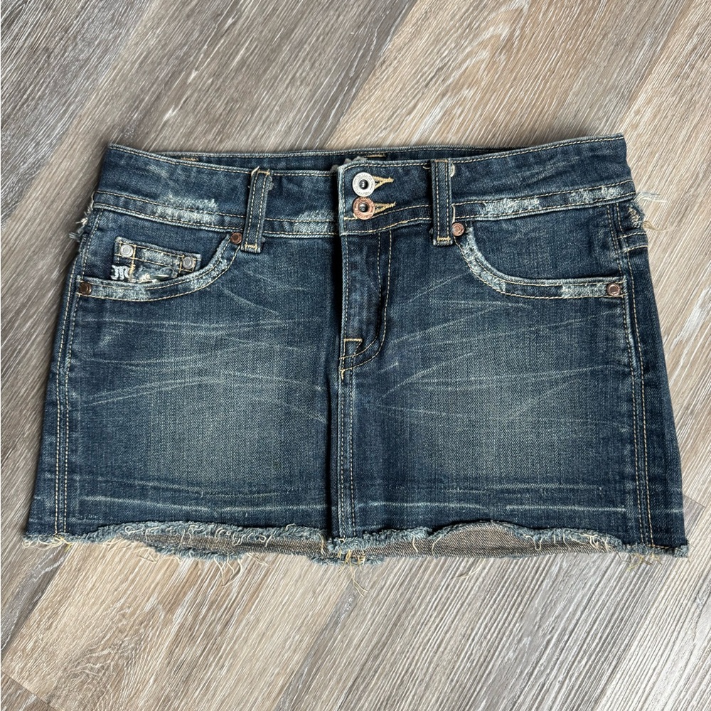 Miss Me Distressed Blue Mini Skirt